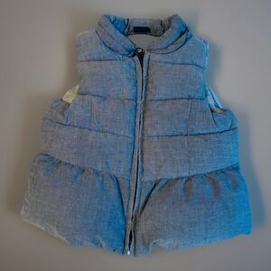 babyGap Toddler Puffer Vest 2T Chambray Blue Zip Sleeveless Winter